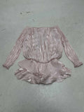 French Style Shoulder Necromanid Cake Dress Chic Design Lantern Sleeve Pure Temperament