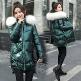 Hooded Removable Fur Collar Warm Parka Women Korean Loose Long Sleeve Cotton-Padded Jackets Trendy Thick Winter