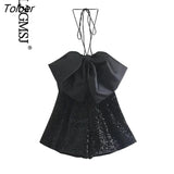 ZBZA Women 2023 Chic Spring Summer Fashion Black Sequins Jumpsuit Vintage Sleeveless Backless Sexy Female