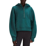 Autumn And Winter New Fashion Leisure Sports Half Zipper Hooded Short Plus Velvet