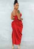 Satin Irregular Ruched Strap Sexy Party