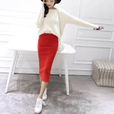 Winter Bodycon Skirt Women Stretchable Split Skirt Mid Calf Slim Pencil Skirts For Women Female Knit