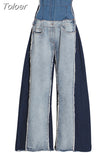 2023 New Summer Fashion Women Clothes High Waist Full Length Pants Female Denim Patchwork Jeans Long