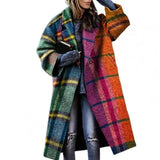 Autumn Winter Women Buttons Jacket Coat Fashion Vintage Print Turn-Down Collar Women Long Sleeve Jacket Outerwear