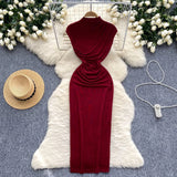 Royal Sister Dress Goddess Fan Temperament Heart Folds To Receive The Waist Thin Long Bag Of Hip
