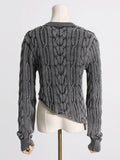 Toloer Feeling Wash Water Sweater Female 2024 Spring And Autumn Women's New Twist Irregular Waist Sleeve Knit Jacket-Outfit