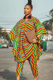 Multi-Color Formal Geommetric Print Boho Shirt and Matching Pants Two Piece