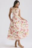 Temperament Floral Series French Summer Slings Gentle Wind Dress With Thin Floral Slings Long