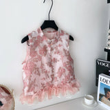 Chinese Style High-End Heavy Industry Embroidered Sleeveless Tops Women Summer Three-Dimensional Lotus Edge Splicing