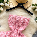 Sweet Atmosphere Feel Bra Dress Women Summer Three-Dimensional Flowers Small Hot Babes Ponmp Short