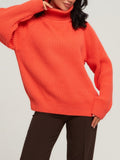 Thick Winter Sweaters Womens Oversized Pullovers Warm Jumper Loose Solid Green Sweaters For Women Turtleneck