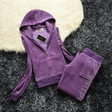 2021 Women's Brand Velvet Fabric Tracksuits Velour Suit Women Track Suit Hoodies And Pants fat sister