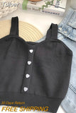 Women Plain Button Up Camis Y2K Crop Tops Knitted Tank Tops Strappy Cute Tops For Women Casual Camisole