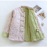 Style Buckle Coat Cotton Jacket Women's Fashion Elegant Warm Cotton Clothes National Tide Printing Cotton