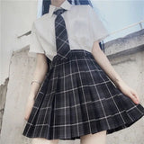 Women Jk Skirts High Waist Students School Uniform Pleated A-Line Mini Plaid Harajuku Preppy