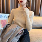 Half-turtleneck Knitted Women Sweater Long Sleeve Jumper Tops Autumn and Winter 2022 Lady Pullover Sweater Clothes