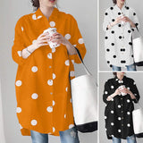 ZANZEA Autumn Women Full Sleeved Blouse Buttons Down Baggy Shirt Loose Polka Dots printed Casual Fashion Retro Elegant