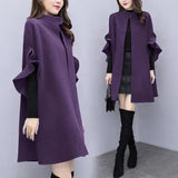 New Coat Women's Fashion Ins Autumn and Winter Mid Long Fashion Temperament British A-line Cape Worsted Personalized