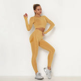 Sets Skinny Tracksuit Breathable Bra Long Sleeve Top Seamless Outfits High Waist Push Up Leggings Gym Clothes Sport