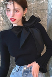 Women Sweater 2023 Korean Fashion Pullover Knit Y2K Tops Elegant Woman Sweaters Fall Bandage Top Oversized Clothing