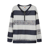 Casual Wide Stripes Zipper Sweat