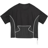 Women Black Topstitched Big Size Casual T-shirt New Round Neck Short Sleeve Fashion Tide Spring Summer 2023