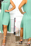 Elegant Asymmetrical Women's Split Dress Sleeveless Sexy Bodycon Party Night Vestidos Summer Dresses for Woman