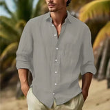 Men's Linen Shirt Button Shirt Summer Beach Shirt Pure