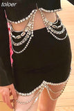 Casual Black Chain Tassels Hem Skirt For Women High Waist Solid Minimalist Mini Skirts Female Fashion Summer