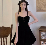 Woman Dress Sets Fashion Velvet Black Robe Sexy Cropped Y2K Tops Elegant Vestidos Feminino Korean Mini Party