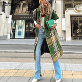 Coat Women 2023 Long Sleeve Lapel Jacket Printed Wool Long Coat Autumn and winter new European and American women's