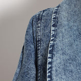 Blue Denim Trench For Women Lapel Batwing Three Quarter Sleeve Loose Big Size Windbreakers Female 2023 Autumn