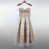 TWOTWINSTYLE Sexy Embroidery Sling Dress For Women Square Collar Sleeveless High Waist Midi Dresses Female Summer Clothing