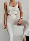 Sexy Tape Sleeveless Crop Top and Slit Pant