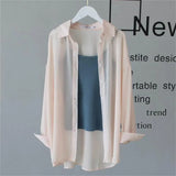 Chiffon Sun T-Shirt Women's Spring And Summer Breathable Long-Sleeved Shirt Shades Pure Color Thin Shirt