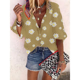 Women 2020 Spring Summer Floral Print Womens Tops And Blouses V-neck Long Sleeve Office Shirts Streetwear Plus Size