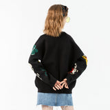 Cartoon Fun Fruit Embroidery Sweater Harajuku Retro Style Knitted Sweater Autumn And Winter Cotton Pullover