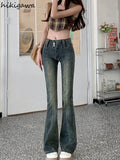 High Waisted Jeans Vintage Slim Fit Flare Pants 2023 New Bottoms Fashion Korean Trousers Pantalon Femme Y2k
