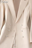 Blazer Office Classic Coat Elegant Chic Vintage Simple Lapel Fashion Work Casual Long Sleeve Single Button