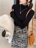 and Winter Pullover Half Turtleneck Knitted Sweater Women Vintage Long Sleeve Bottoming Women Tops Jumper Pull