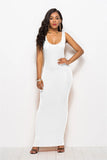 Elegant Women Sexy Dress O-Neck Sleeveless Slim Maxi Dress High Stretch Tank Robe Spring Summer Thin Long Dress