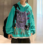 Devil Print Winter Hoodie Women Pullovers Casual Harajuku Hip-Hop Sweatshirt Warmth Oversized Hoodie Men'S Anime