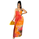 Toloer New Women's Casual Loose Print Cotton Slip Dress-Outfit