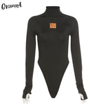 Women Summer Letter Print Bodysuit Trousers Long Sleeve Bodycon Stretchy Fitness Skinny Fashion Sporty Streetwear