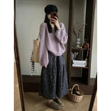 Wind Purple Knitted Sweater Autumn And Winter 2025 New Design Sense Of Small Korean Temperament