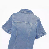 Toloer Women's Summer 2024 New Denim Mini Dress-Outfit