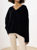 Women's Sweater Oversize Pullover 2022 Winter V Neck Thick Warm Sweaters Womens Pullover Loose Sweaters For Women