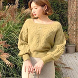 Collar Pullovers Women Simple Knitted Long Sleeve Solid Tops Ins Leisure Autumn New Gentle Retro Chic Popular