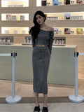 Sexy Knitted Sweater Suits Female 2 Piece Dress Set Women Y2k Mini Dress Korean Fashion Clothing 2022 Autumn Crop