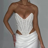 White Sequin Corset-Outfit